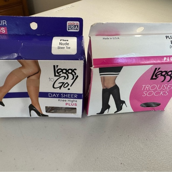 Other - Leggs brand Day Sheer Knee Highs - Nude and black plus size